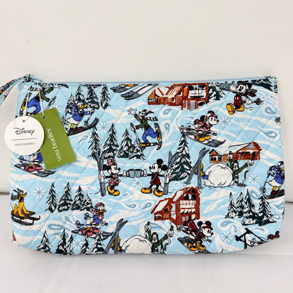 Vera Bradley Disney Ski Weekend Mickey and Friends Large Quilted Pouch NWT